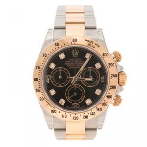 Pre Owned Rolex Black Stainless Steel and Gold Cosmograph Daytona Men's Wristwatch 38 mm