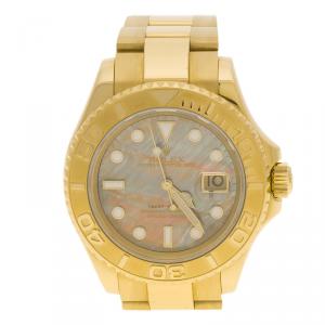 Rolex Dark Mother of Pearl Dial  18K Yellow Gold Yachtmaster Men's Wristwatch 40 mm
