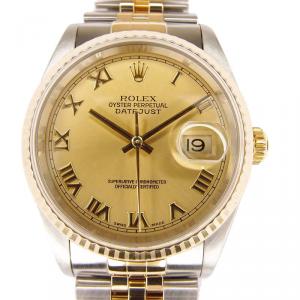 Pre Owned Rolex Gold Stainless Steel and 18K Yellow Gold Datejust Men's Wristwatch 36MM