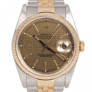 Pre Owned Rolex Gold Grey Stainless Steel and 18K Yellow Gold Datejust Men's Wristwatch 36MM 