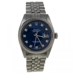 Rolex Blue Stainless Steel Datejust Men's Wristwatch 36MM