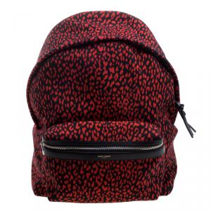 Saint Laurent Paris Black/Red Printed Canvas Hunting Backpack