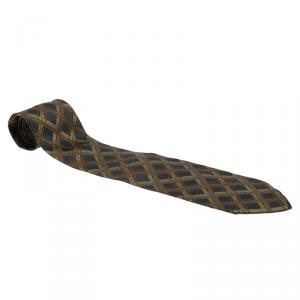 Saint Laurent Paris Blue and Brown Woven Silk Tie