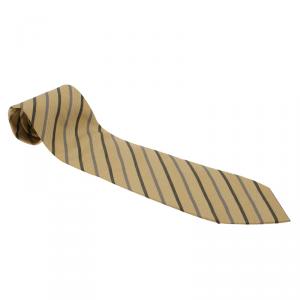 Saint Laurent Paris Yellow Striped Silk Tie