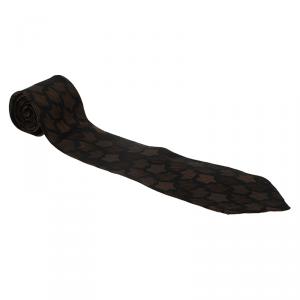 Saint Laurent Paris Brown and Black Woven Silk Tie