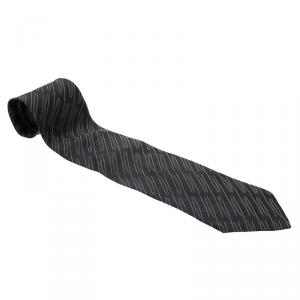 Saint Laurent Paris Grey Woven Silk Tie