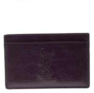 Saint Laurent Paris Purple Patent Leather Card Holder