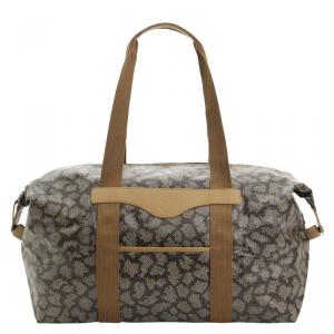 Saint Laurent Paris Grey/Brown Coated Canvas Duffel Bag