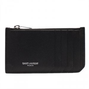 Saint Laurent Paris Black Zipped Leather Card Holder