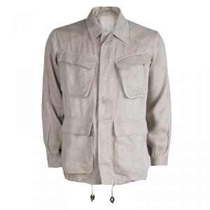Saint Laurent Paris Khaki Linen Utility Jacket M