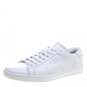 Saint Laurent Paris White Leather Low Top Sneakers Size 42