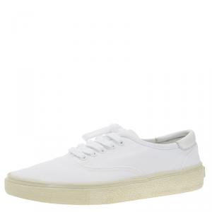 Saint Laurent Paris White Canvas Sneakers Size 40