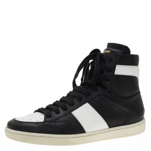 Saint Laurent Paris Monochrome Perforated Leather High Top Sneakers Size 39
