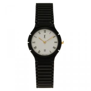 Saint Laurent Paris White Stainless Steel and Ceramic Classic Men's Wristwatch 30MM