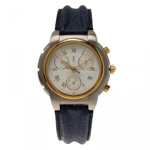 Saint Laurent Paris White Gold-Plated Stainless Steel Classic Men's Wristwatch 40MM