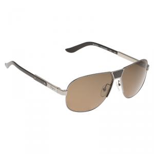 Salvatore Ferragamo Silver/Grey SF137SP Aviator Sunglasses