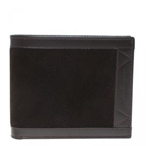 Salvatore Ferragamo Brown Leather and Suede Bi-Fold Wallet