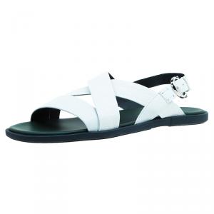 Salvatore Ferragamo White Leather Strap Sandals Size 44