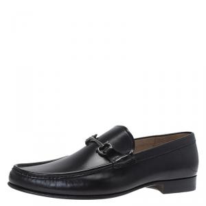 Pre Owned Salvatore Ferragamo Black Leather Maurice Gancio Bit Loafers Size 44.5