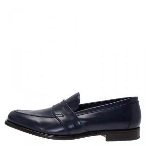 Pre Owned Salvatore Ferragamo Navy Blue Leather Penny Loafers Size 44