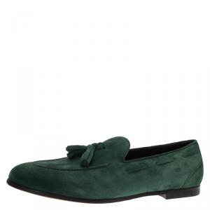 Salvatore Ferragamo Green Suede Loreno Tassel Loafers Size 44