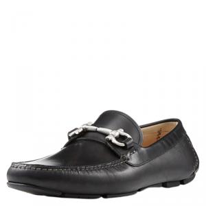 Salvatore Ferragamo Black Leather Parigi Gancio Bit Loafers Size 41.5