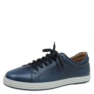 Salvatore Ferragamo Blue Leather Newport Sneakers Size 42.5