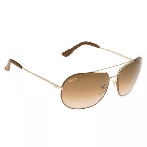 Salvatore Ferragamo Brown Leather SF119SL Aviators