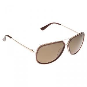Salvatore Ferragamo Brown and Gold SF637SP Aviator Sunglasses 