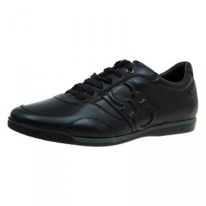 Salvatore Ferragamo Black Leather Sneakers Size 44