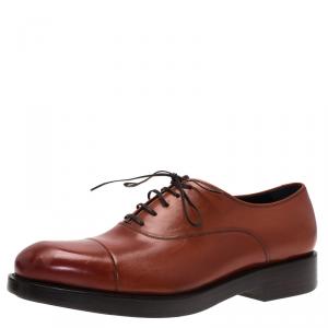 Pre Owned Salvatore Ferragamo Brown Leather Pride Oxfords Size 42.5