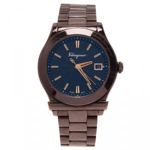 Salvatore Ferragamo Black Stainless Steel F62 Men's Wristwatch 39MM