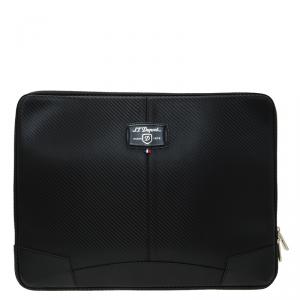 S.T. Dupont Black Leather Carbone Laptop Case 