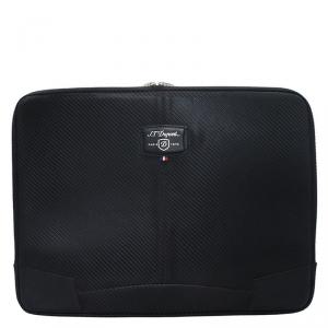 S.T. Dupont Black Leather Carbone Laptop Case