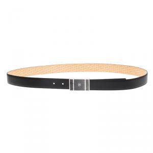 S.T. Dupont Black Leather Natural Lacquer and Palladium Line D Heritage Belt 110 CM