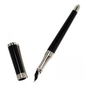 S.T. Dupont  Audrey Hepburn Limited Edition Black Lacquer Palladium Finish Fountain Pen With 14k Gold Nib M