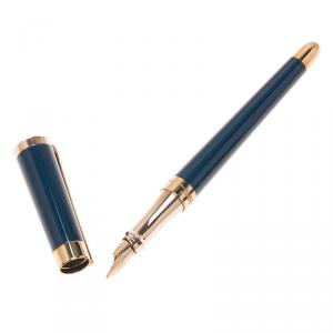 S.T. Dupont Liberte Pearly Blue Lacquer Rose Gold Finish Fountain Pen With 14k Solid Gold Medium Nib