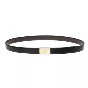 S.T. Dupont Black Leather Business Reversible  Line D Delta Box Belt