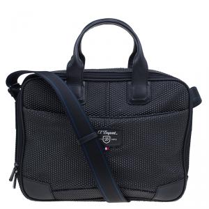 S.T. Dupont Black Textured Leather Laptop Bag w/ Battery Pouch