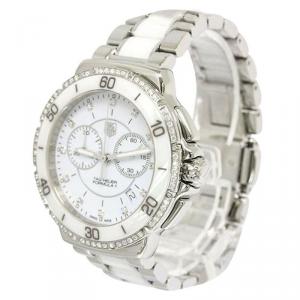 Pre Owned Tag Heuer White Ceramic and Stainless Steel Formula 1 Men's Wristwatch 41MM