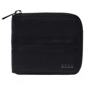 Tod's Black Leather Zip-Around Compact Wallet