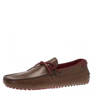 Pre Owned Tod's Brown Leather Bow Loafers Size  43