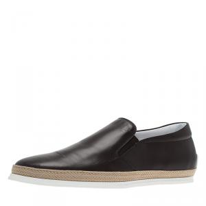 Tod's Brown Leather Espadrille Sneakers Size 44