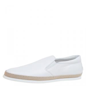 Tod's White Leather Espadrille Sneakers Size 47
