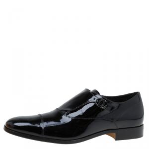 Tod's Black Patent Monk Strap Shoes Size 42