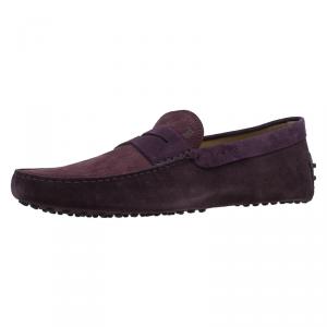 Pre Owned Tod's Purple Shaded Suede and Leather Penny Loafers Size 46