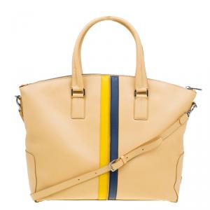 Tod's Nude Leather Double Striped Travel Bag