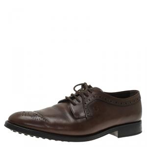 Tod's Brown Leather Brogue Lace Up Oxfords Size 43