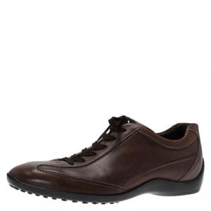 Tod's Brown Leather Owens Lace Up Sneakers Size 43