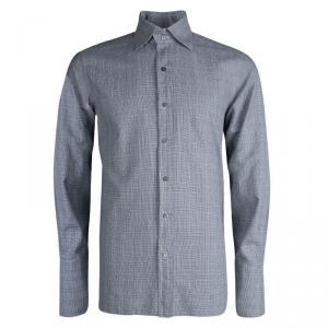Tom Ford Grey Glen Plaid Checked Cotton Shirt L